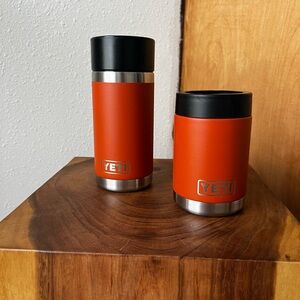 YETI Burnt Orange Stainless Can Cooler & Bottle Set